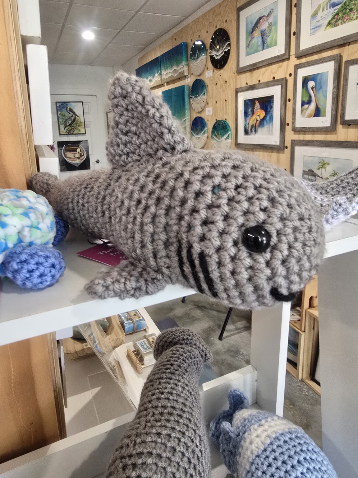Hand-crocheted shark