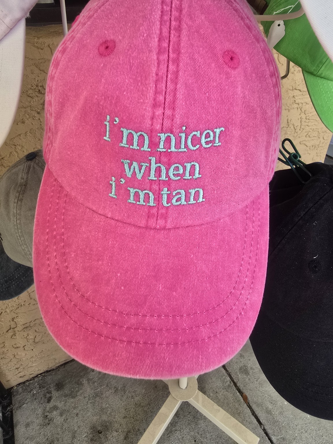 Pink embroidered coastal hat
