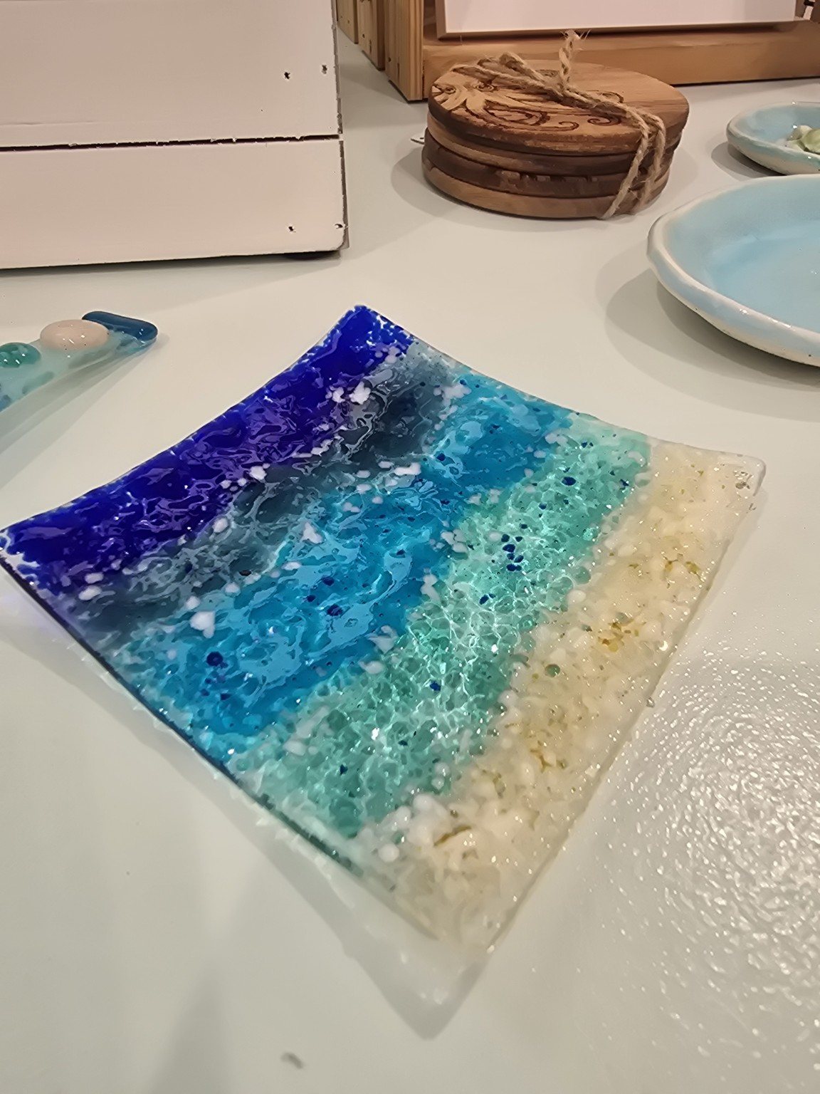 Fused glass ocean tray
