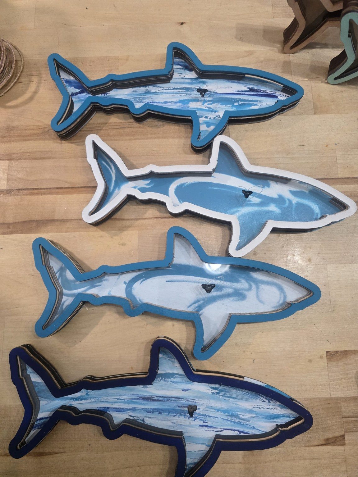 Layered shark art