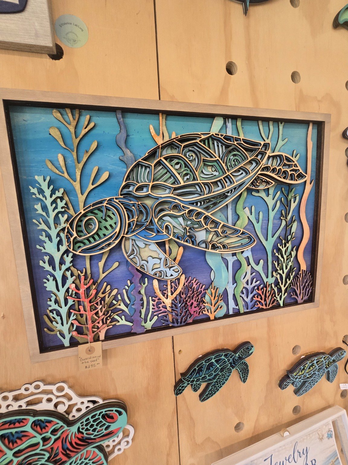 Layered sea turtle art