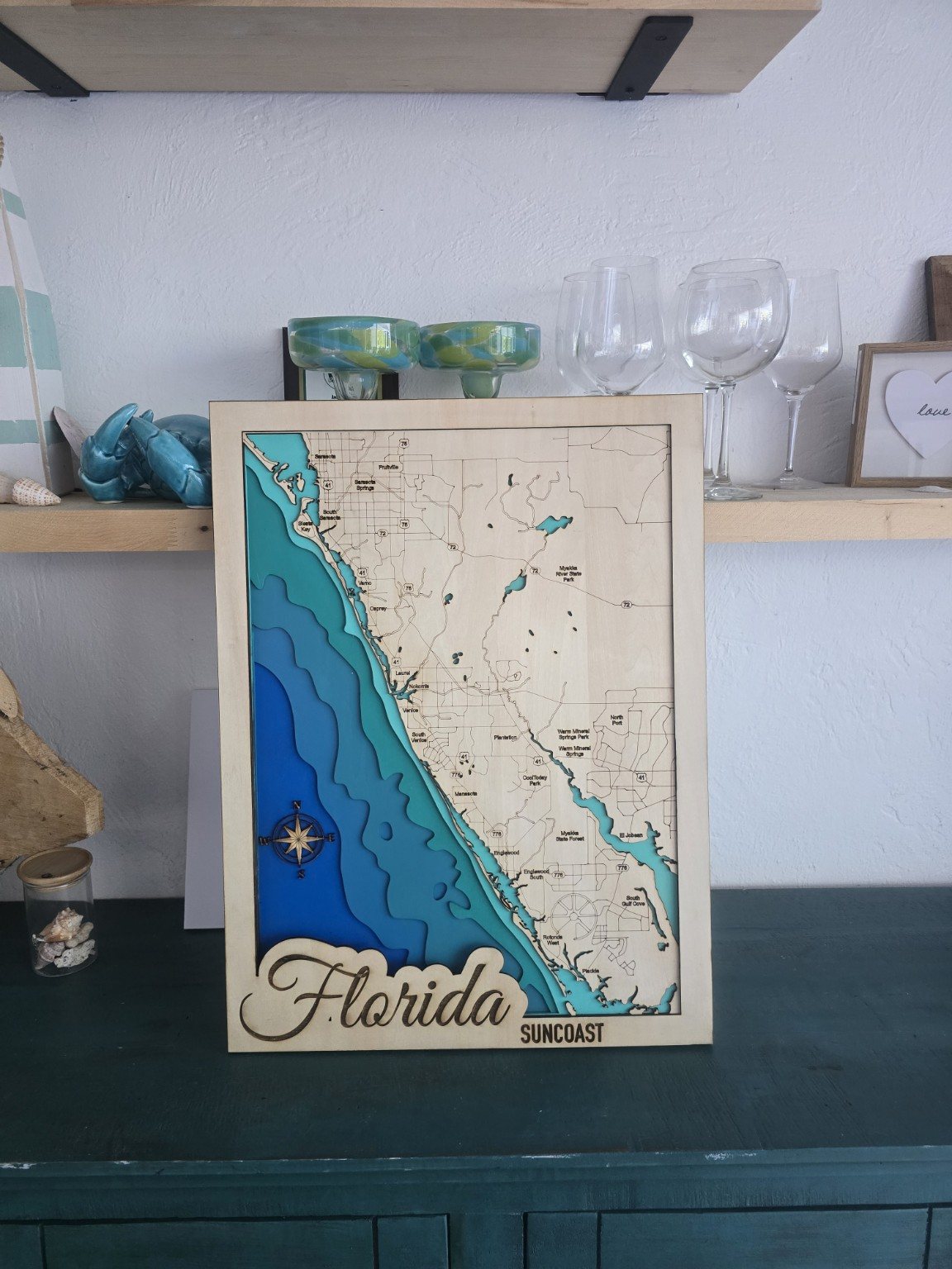Layered wood Florida Suncoast map